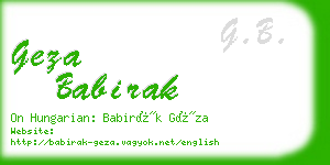 geza babirak business card